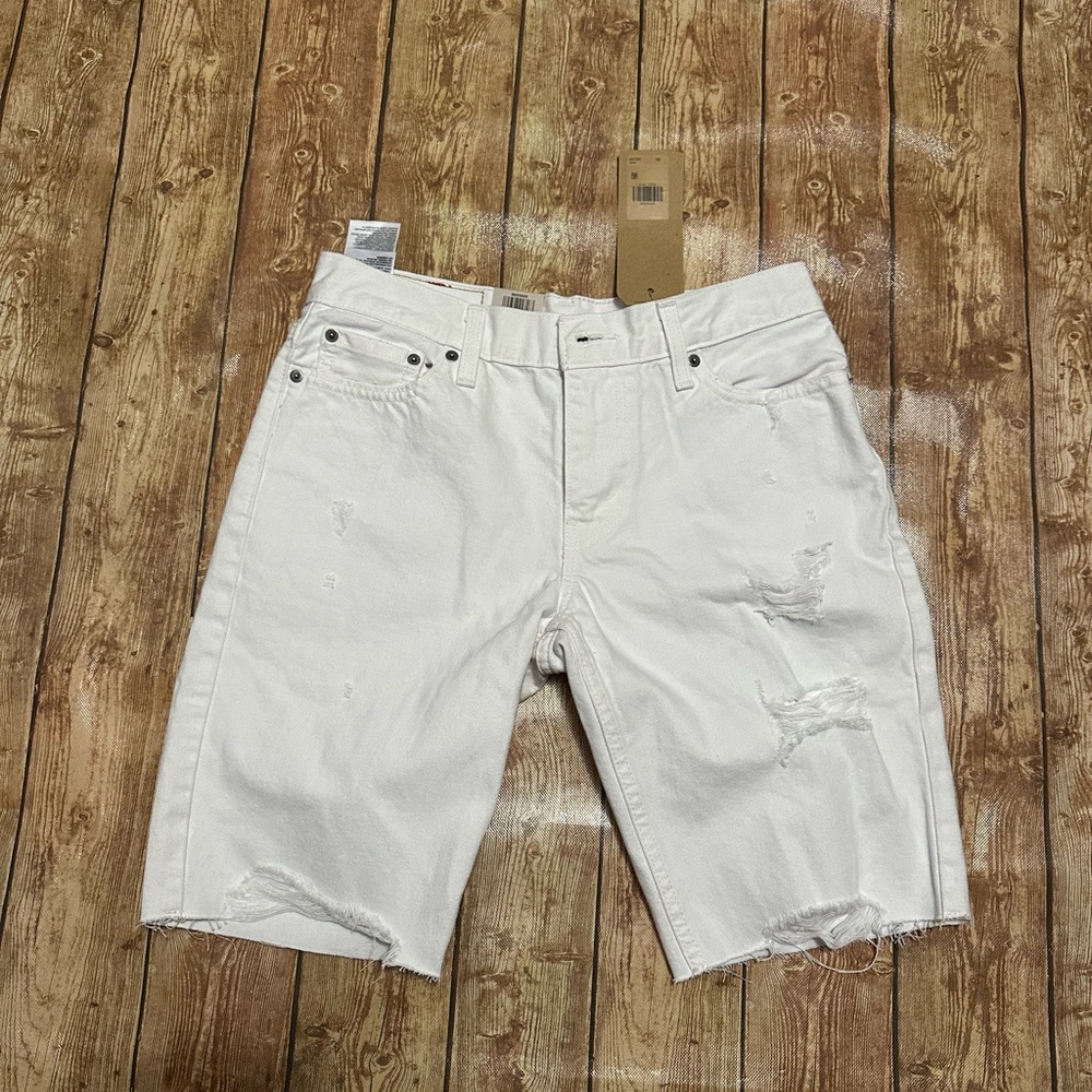 NEW LEVIS levi's 511 jean shorts size 30 SLIM white RIPPED SHREDDED